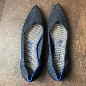 Rothy's Black and Blue Pointed Flats